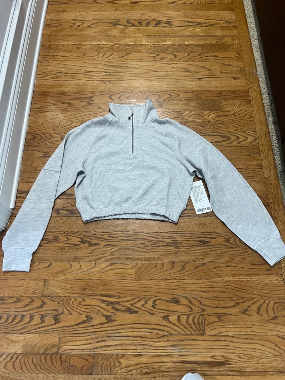 Lululemon Women's Light Gray Quarter-Zip Cropped Pullover